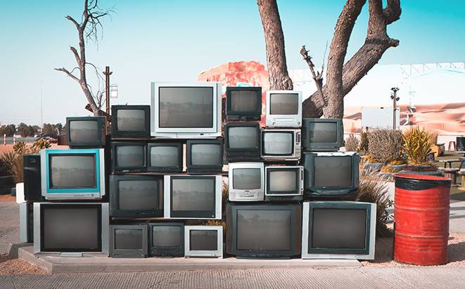Old Tv's stock for recycling at Bellflower Recycling Center
